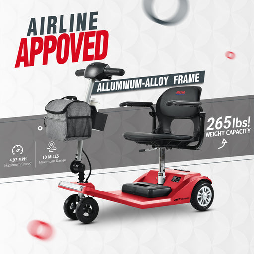 Metro Mobility Lighted Weighted Foldable Airline 3-Wheel Mobility Scooter AIR CLASSIC, W429P153995 Metro Mobility