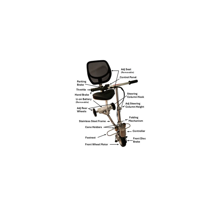 HandyScoot 3-Wheel Ultra Lightweight, FAA Approved, Foldable Travel Mobility Scooter HS101 HandyScoot