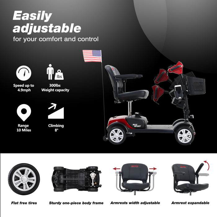 Metro Mobility Light Weighted Foldable 4-Wheel Electric Mobility Scooter MAX SPORT