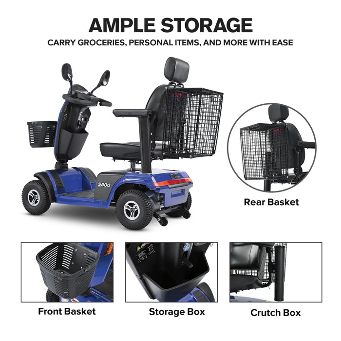 Metro Mobility S500 4-Wheel Electric Mobility Scooter | 300 lb Capacity, 16-Mile Range, 300W Motor