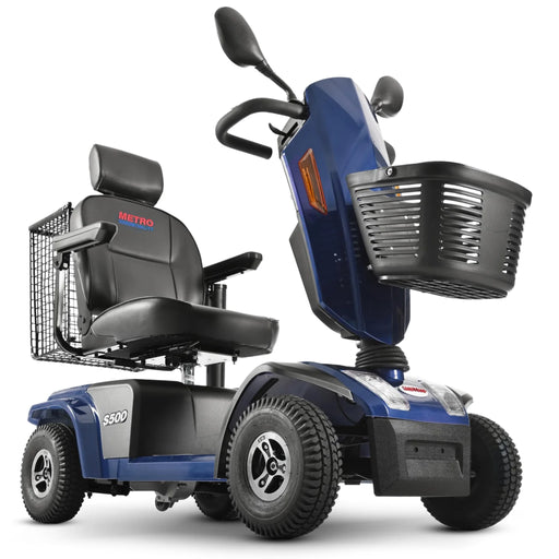 Metro Mobility S500 blue four-wheel electric mobility scooter