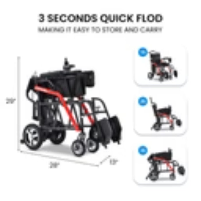 Metro Mobility iTravel Lite Lightweight Folding Electric Wheelchair | 220 lb Capacity, Up to 10-Mile Range