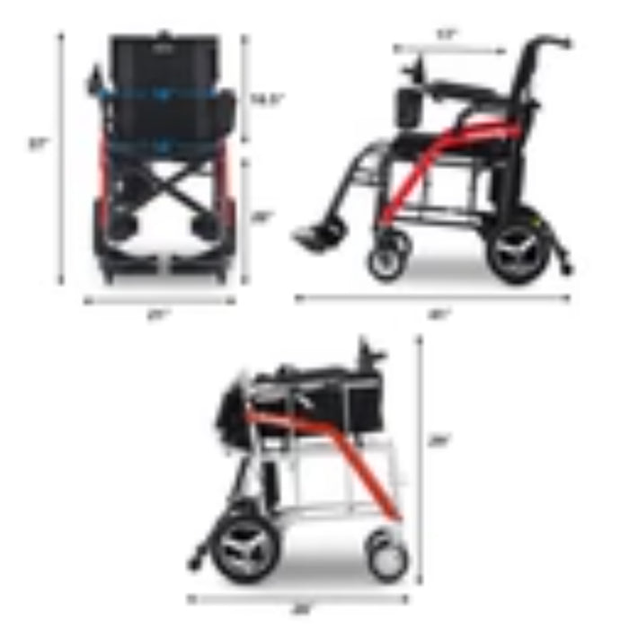 Metro Mobility iTravel Lite Lightweight Folding Electric Wheelchair | 220 lb Capacity, Up to 10-Mile Range