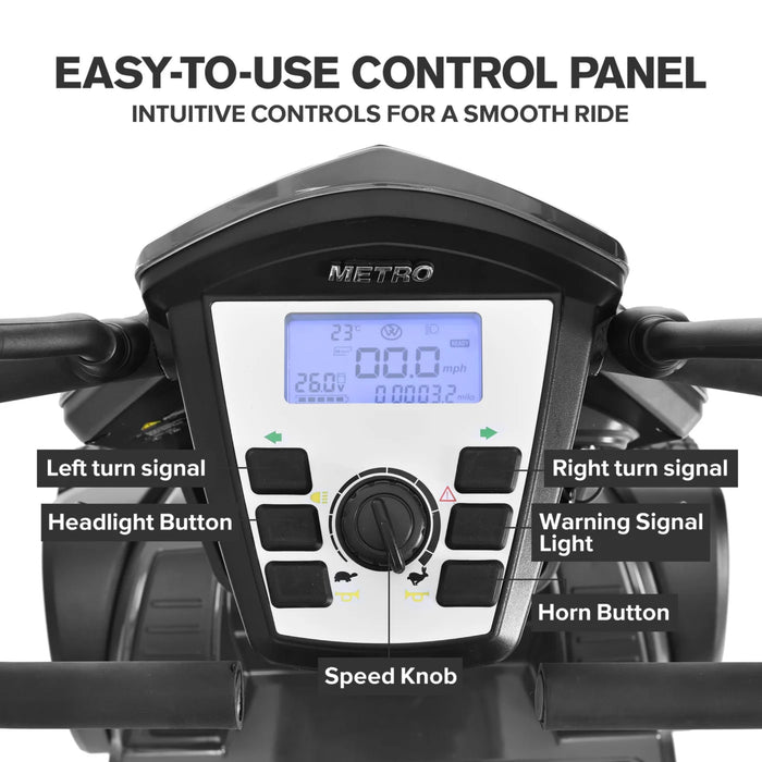 Metro Mobility S500 4-Wheel Electric Mobility Scooter | 300 lb Capacity, 16-Mile Range, 300W Motor