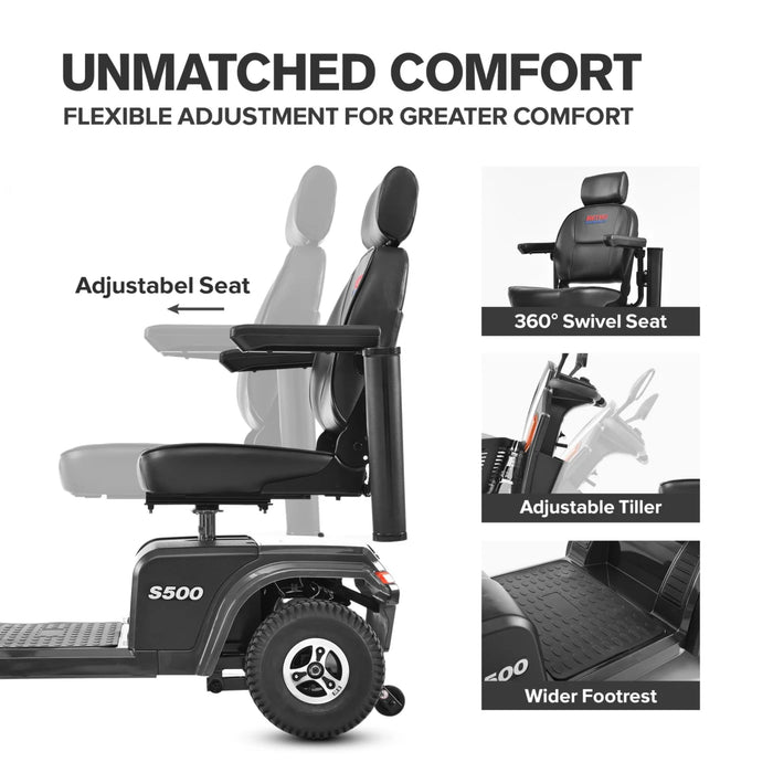 Metro Mobility S500 4-Wheel Electric Mobility Scooter | 300 lb Capacity, 16-Mile Range, 300W Motor