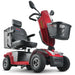 Metro Mobility S500 red mobility scooter with padded swivel seat