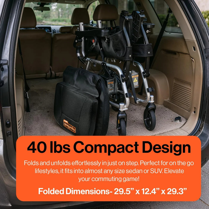 SuperHandy GoRide 2 Plus Foldable Electric Wheelchair, Dual 250W Motors, 300 lb Capacity | GUT188
