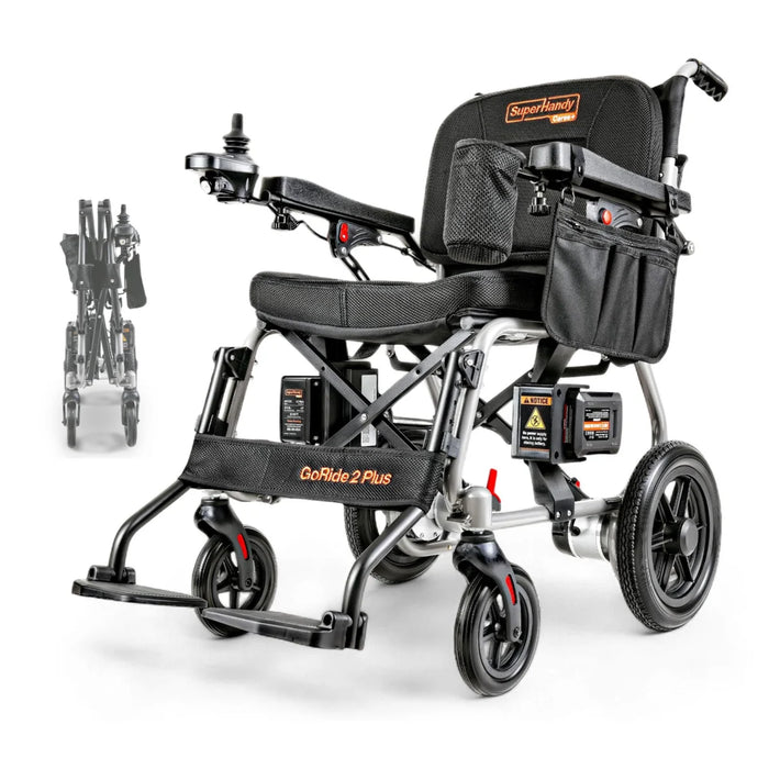 SuperHandy GoRide 2 Plus Foldable Electric Wheelchair, Dual 250W Motors, 300 lb Capacity | GUT188