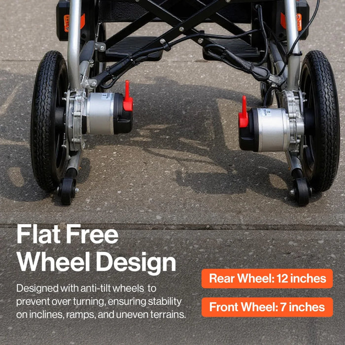 SuperHandy GoRide 2 Plus Foldable Electric Wheelchair, Dual 250W Motors, 300 lb Capacity | GUT188