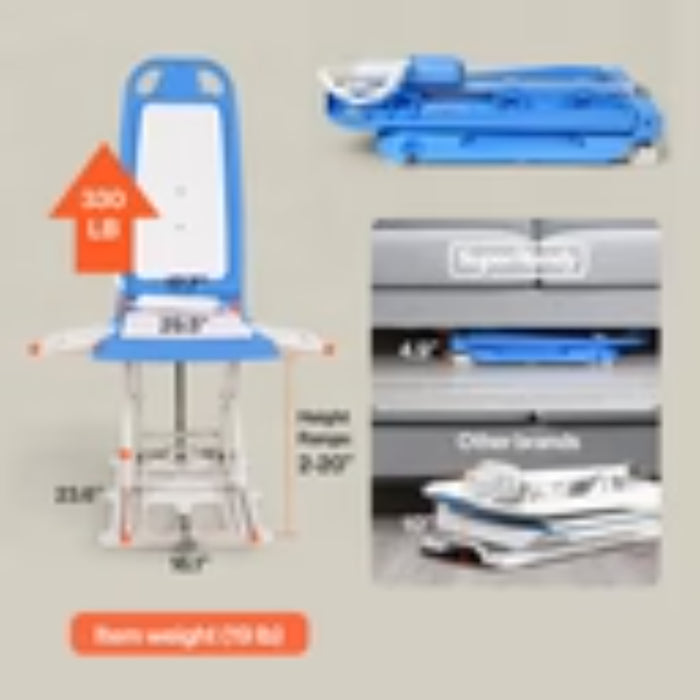 SuperHandy Portable Floor & Bath Lift with Removable Panels, 330 lb Capacity, IP68 Waterproof, Spa Blue | GUT195