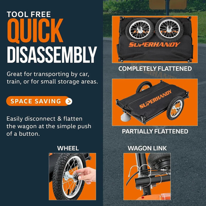 SuperHandy Foldable Scooter Cargo Trailer, 155 lb Capacity, Tool-Free Assembly | GUT157