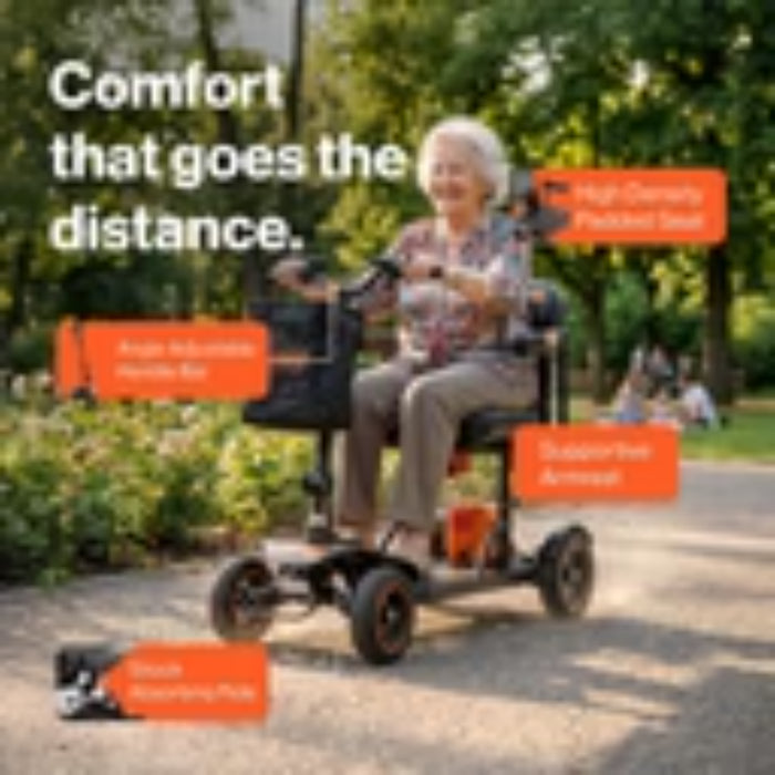 SuperHandy Explorer Prime 4-Wheel Foldable Mobility Scooter, 350 lb Capacity, 500W Motor | GUT19