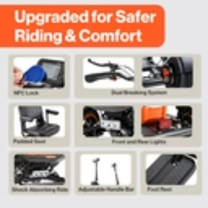 SuperHandy Explorer Prime 4-Wheel Foldable Mobility Scooter, 350 lb Capacity, 500W Motor | GUT19