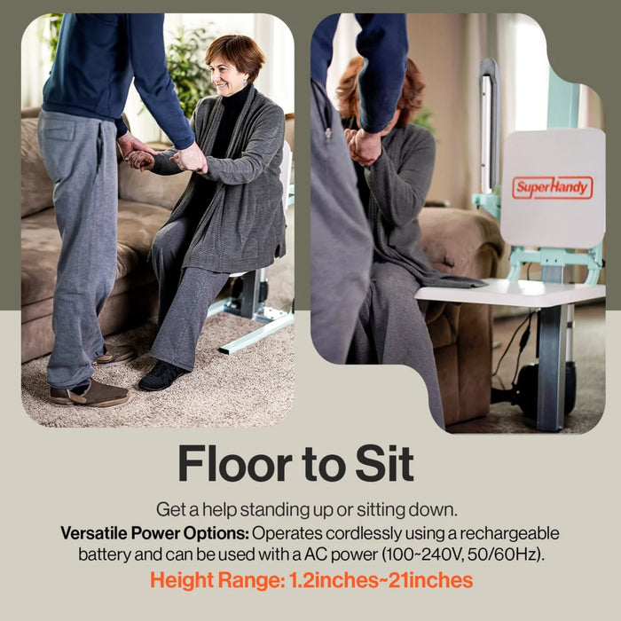 SuperHandy GoRise FC Electric Floor-to-Chair Lift, 400 lb Capacity, Dual Power | GUT167