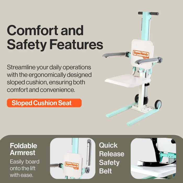 SuperHandy GoRise FC Electric Floor-to-Chair Lift, 400 lb Capacity, Dual Power | GUT167