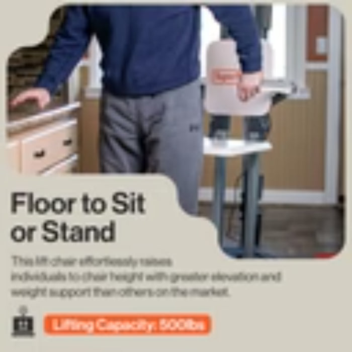 SuperHandy GoRise FS Electric Floor-to-Standing Lift, 500 lb Capacity, Dual Power | GUT168