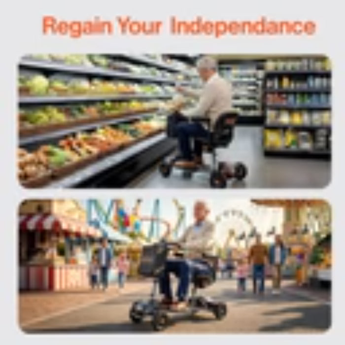 SuperHandy Passport Flex 4-Wheel Foldable Mobility Scooter, 330 lb Capacity, Lightweight Quick-Disassembly Design | GUT204