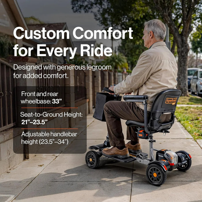 SuperHandy Passport Flex 4-Wheel Foldable Mobility Scooter, 330 lb Capacity, Lightweight Quick-Disassembly Design | GUT204