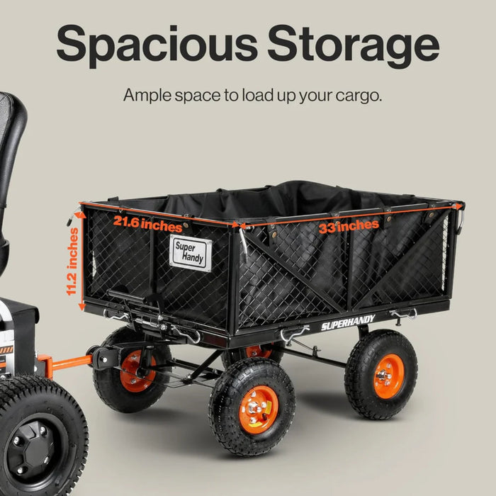 Superhandy Towable Garden Cart - Quick Dump System, 10" Tires, Connects with Tugger Scooter GUO109 Superhandy