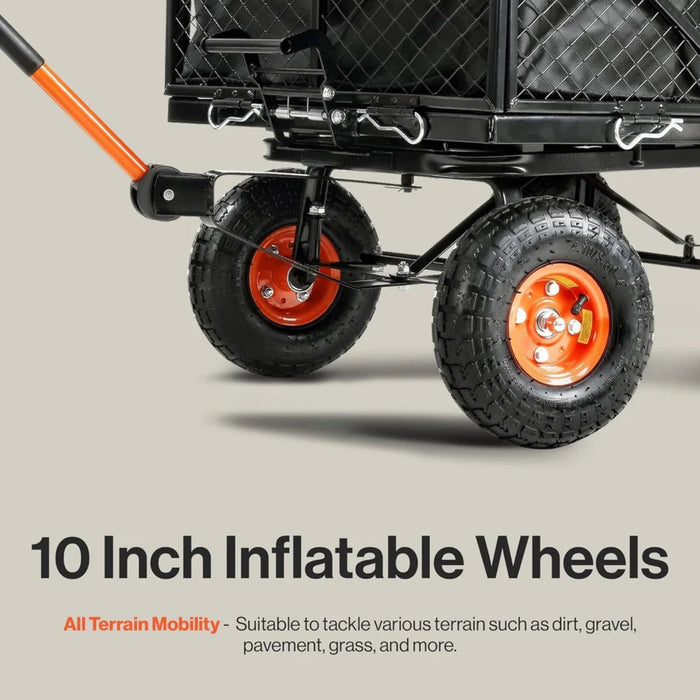 Superhandy Towable Garden Cart - Quick Dump System, 10" Tires, Connects with Tugger Scooter GUO109 Superhandy